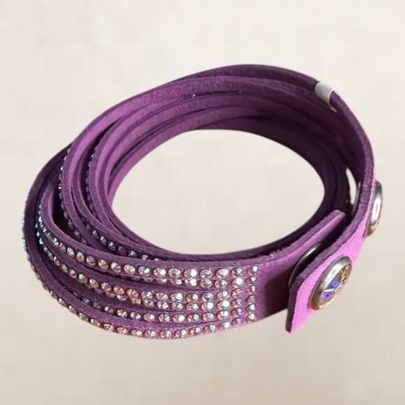 Swarovski Slake Wrap Bracelet Lilac Purple with Clear Crystal Stones Adjustable - Picture 5 of 6